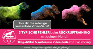 Werbebild zum Artikel 3 typische Fehler beim Rückruftraining mit deinem Hund von Pia Gröning
